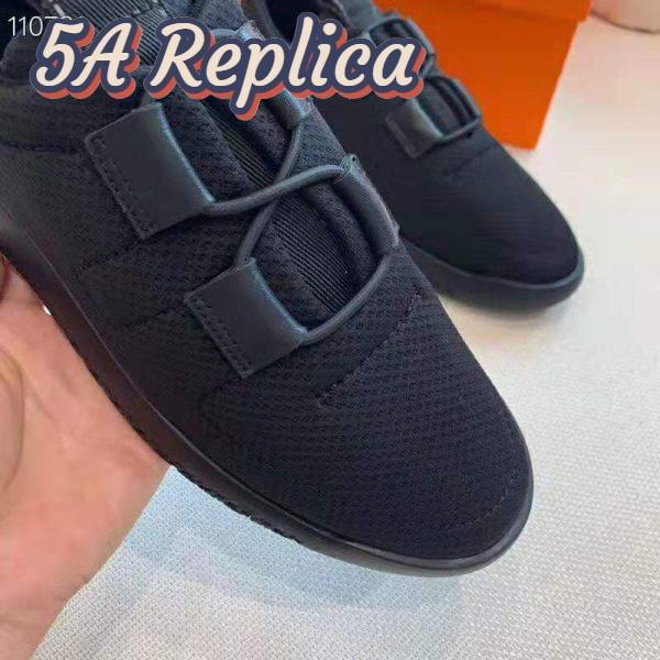 Replica Hermes Women Team Sneaker Double-Sided Technical Mesh Elasticated Laces-Black 9