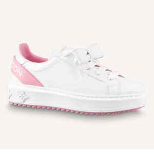 Replica Louis Vuitton Unisex LV Shoes Time Out Sneaker Rose Clair Pink Calf Leather Rubber Outsole