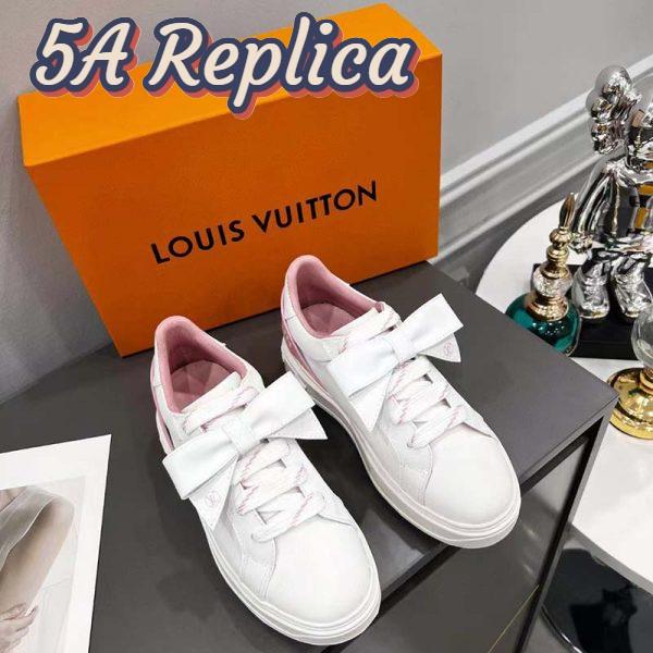 Replica Louis Vuitton Unisex LV Shoes Time Out Sneaker Rose Clair Pink Calf Leather Rubber Outsole 4