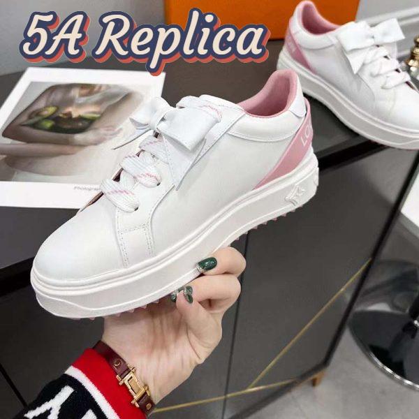 Replica Louis Vuitton Unisex LV Shoes Time Out Sneaker Rose Clair Pink Calf Leather Rubber Outsole 8