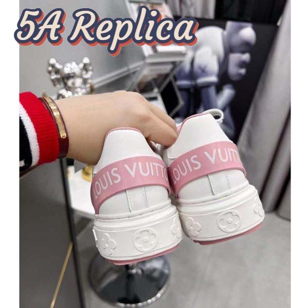 Replica Louis Vuitton Unisex LV Shoes Time Out Sneaker Rose Clair Pink Calf Leather Rubber Outsole 9