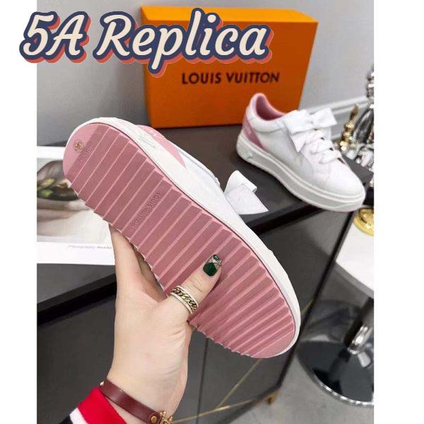 Replica Louis Vuitton Unisex LV Shoes Time Out Sneaker Rose Clair Pink Calf Leather Rubber Outsole 10