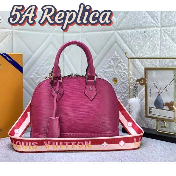 Replica Louis Vuitton LV Women Alma BB Handbag Pink Epi Grained Cowhide Leather 3