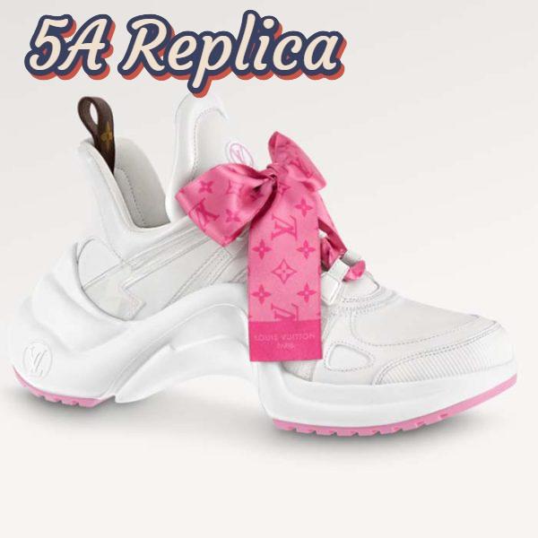 Replica Louis Vuitton Women LV Archlight Sneaker Pink Mix Materials Monogram Ribbon Laces