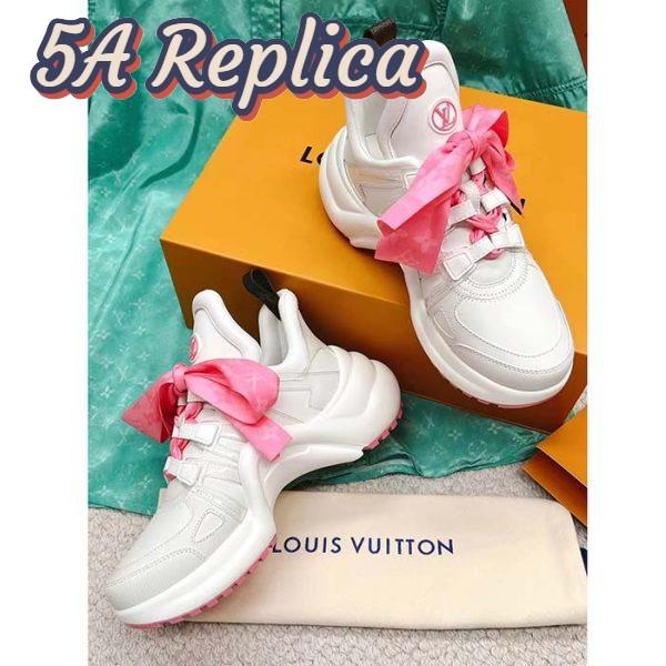 Replica Louis Vuitton Women LV Archlight Sneaker Pink Mix Materials Monogram Ribbon Laces 6