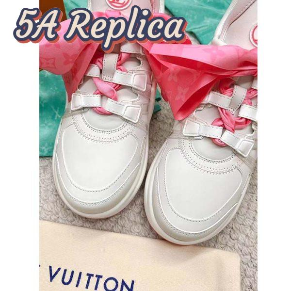 Replica Louis Vuitton Women LV Archlight Sneaker Pink Mix Materials Monogram Ribbon Laces 8