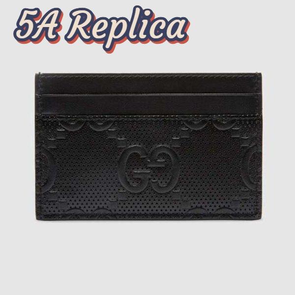 Replica Gucci GG Unisex GG Embossed Card Case Black GG Embossed Leather