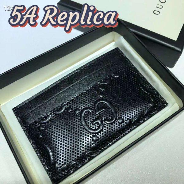 Replica Gucci GG Unisex GG Embossed Card Case Black GG Embossed Leather 3