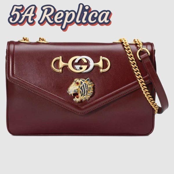 Replica Gucci GG Women Rajah Medium Shoulder Bag in Leather with Tiger Head 2