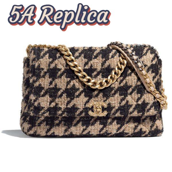 Replica Chanel Women 19 Maxi Flap Bag-Black and Sandy