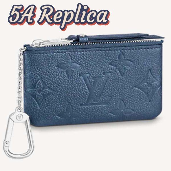 Replica Louis Vuitton LV Women Key Pouch Navy Nacre Embossed Grained Cowhide Leather 2