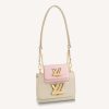 Replica Louis Vuitton LV Women Twist PM Handbag Taupe Brown Pink Epi Grained Cowhide