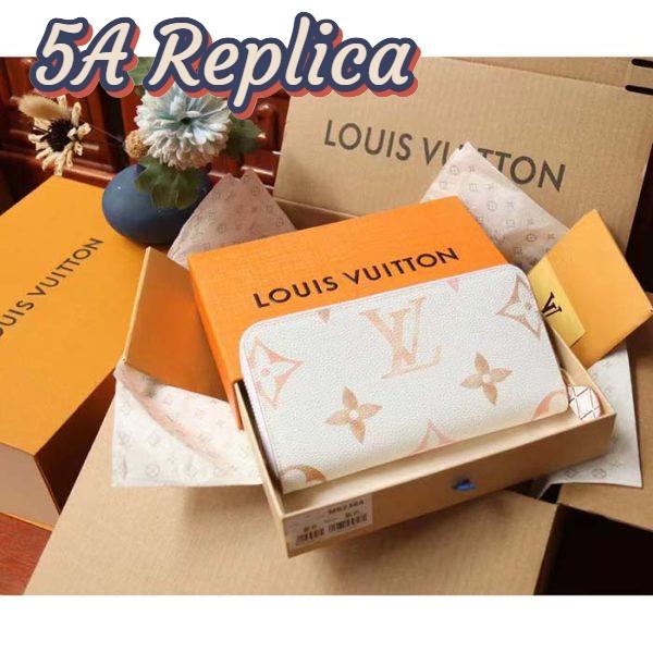 Replica Louis Vuitton LV Unisex Zippy Wallet Beige Monogram Coated Canvas Zip Closure 5