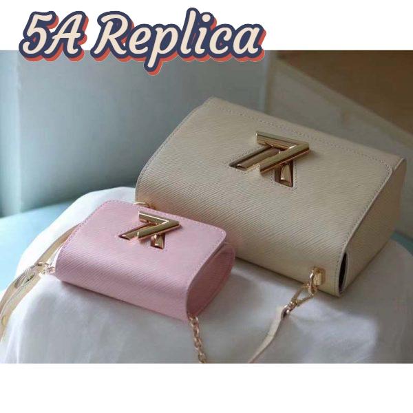 Replica Louis Vuitton LV Women Twist PM Handbag Taupe Brown Pink Epi Grained Cowhide 6