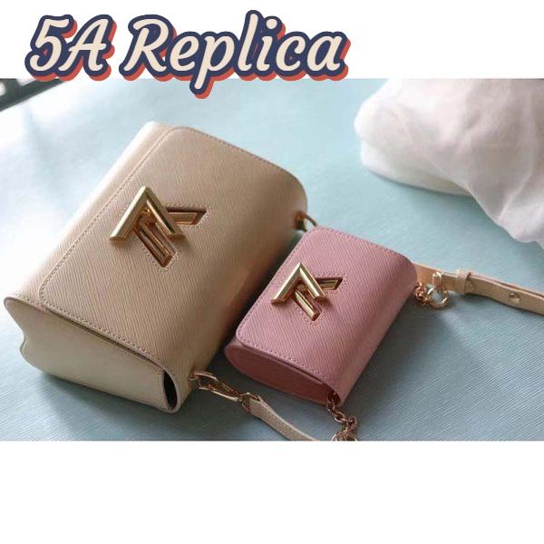 Replica Louis Vuitton LV Women Twist PM Handbag Taupe Brown Pink Epi Grained Cowhide 8