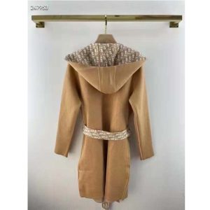Replica Dior CD Women Coat Belt Brown Double-Sided Wool Silk 2