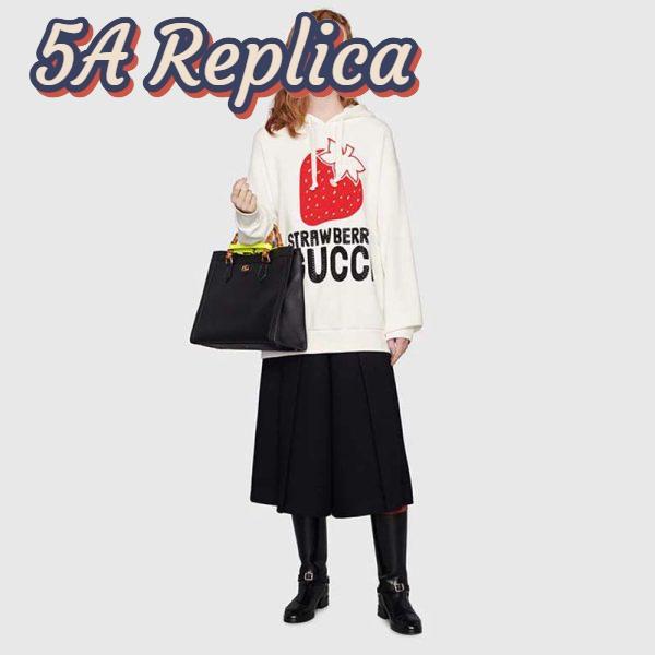 Replica Gucci GG Women Strawberry Gucci Cotton Sweatshirt Fixed Hood Oversize Fit 11