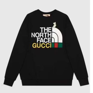 Replica Gucci GG Women The North Face x Gucci Sweatshirt Black Cotton Jersey Crewneck Oversized Fit