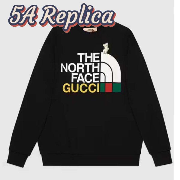 Replica Gucci GG Women The North Face x Gucci Sweatshirt Black Cotton Jersey Crewneck Oversized Fit 2