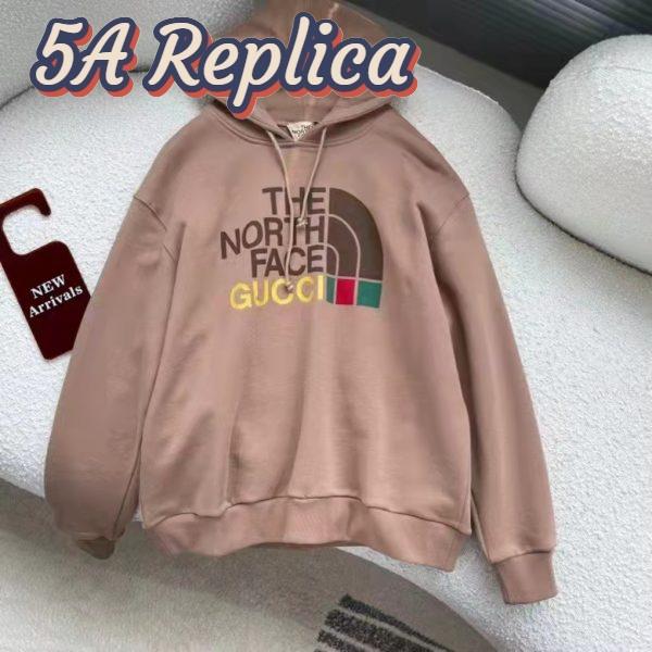 Replica Gucci GG Women The North Face x Gucci Sweatshirt Brown Cotton Jersey Crewneck Oversized Fit 2