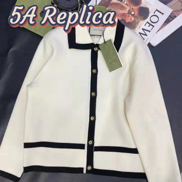 Replica Gucci GG Women Wool GG Piquet Jacquard Polo Shirt Interlocking G Embroidery 2