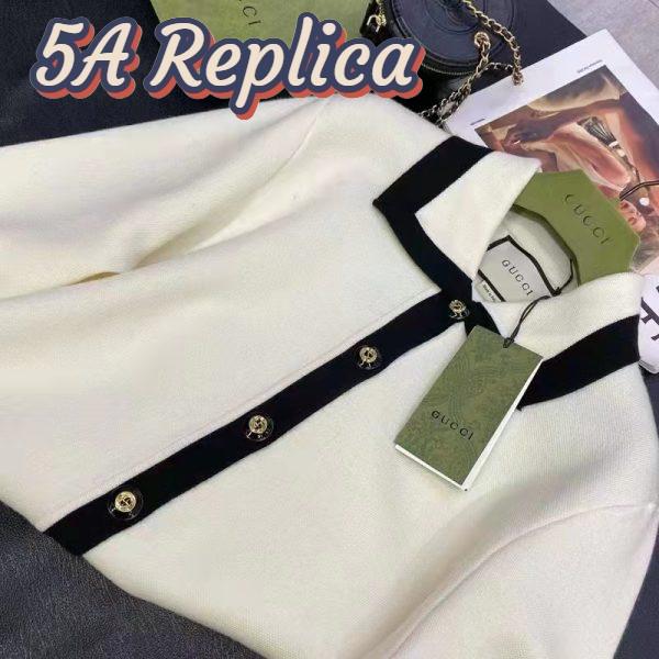 Replica Gucci GG Women Wool GG Piquet Jacquard Polo Shirt Interlocking G Embroidery 3