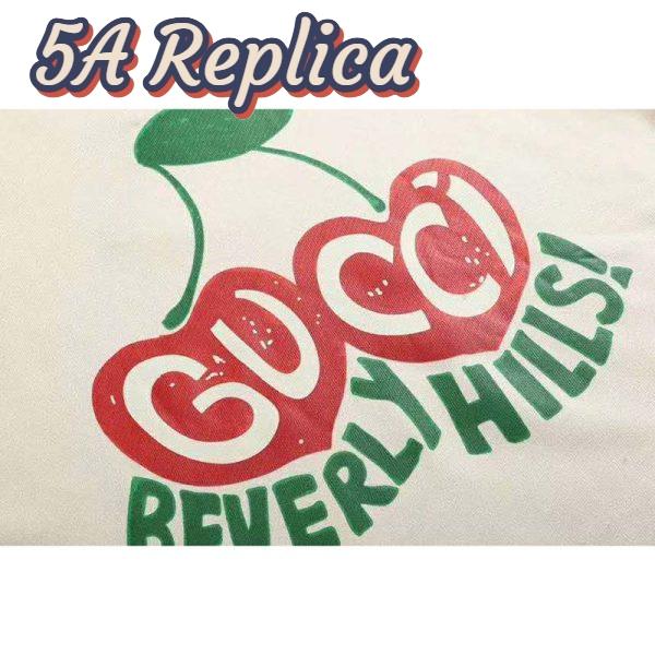 Replica Gucci Men Beverly Hills Cherry Print Sweatshirt Cotton Jersey Crewneck Puff Sleeves-White 7