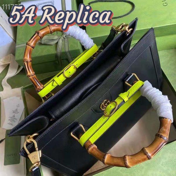 Replica Gucci Women Gucci Diana Medium Tote Bag Double G Black Leather Bamboo Handles 7