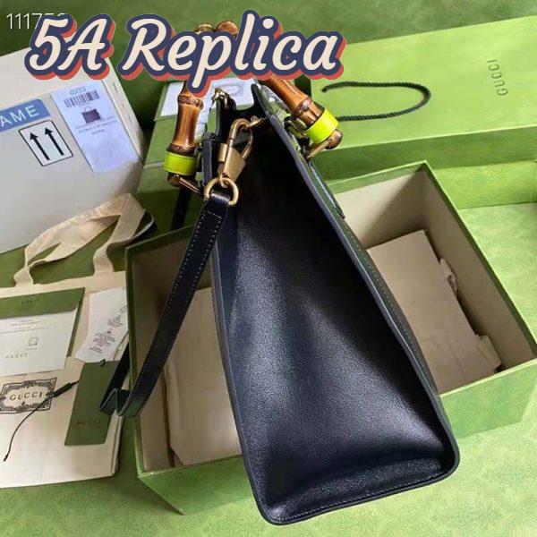 Replica Gucci Women Gucci Diana Medium Tote Bag Double G Black Leather Bamboo Handles 8