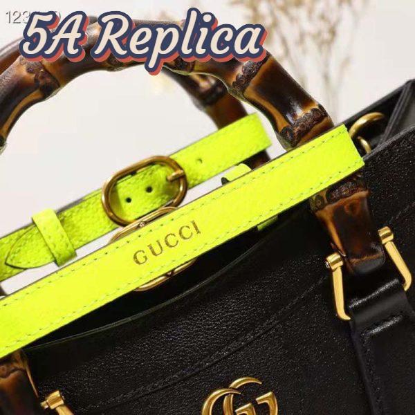 Replica Gucci Women Gucci Diana Medium Tote Bag Double G Black Leather Bamboo Handles 11