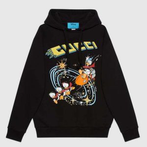 Replica Gucci Men Disney x Gucci Donald Duck Hooded Sweatshirt Fixed Hood Oversize Fit Cotton