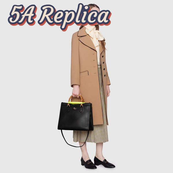 Replica Gucci Women Gucci Diana Medium Tote Bag Double G Black Leather Bamboo Handles 14