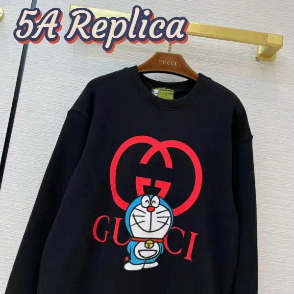Replica Gucci Men Doraemon x Gucci Cotton Sweatshirt Crewneck Oversized Fit-Black 5