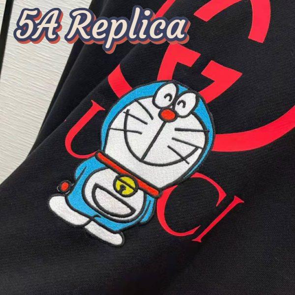 Replica Gucci Men Doraemon x Gucci Cotton Sweatshirt Crewneck Oversized Fit-Black 7