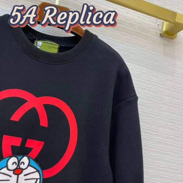 Replica Gucci Men Doraemon x Gucci Cotton Sweatshirt Crewneck Oversized Fit-Black 9