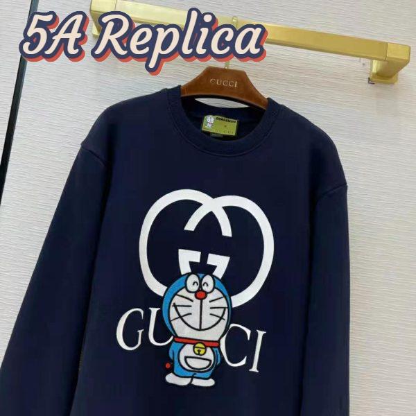 Replica Gucci Men Doraemon x Gucci Cotton Sweatshirt Crewneck Oversized Fit-Navy 5