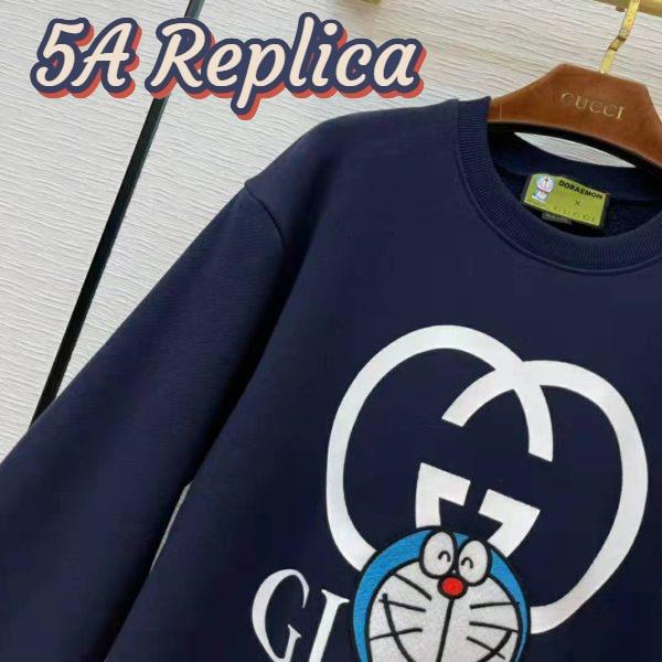 Replica Gucci Men Doraemon x Gucci Cotton Sweatshirt Crewneck Oversized Fit-Navy 7