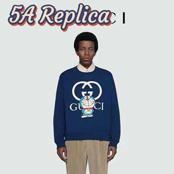 Replica Gucci Men Doraemon x Gucci Cotton Sweatshirt Crewneck Oversized Fit-Navy 12