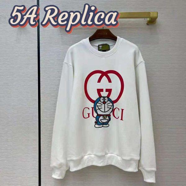 Replica Gucci Men Doraemon x Gucci Cotton Sweatshirt Crewneck Oversized Fit-White 3