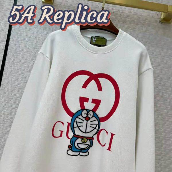 Replica Gucci Men Doraemon x Gucci Cotton Sweatshirt Crewneck Oversized Fit-White 5