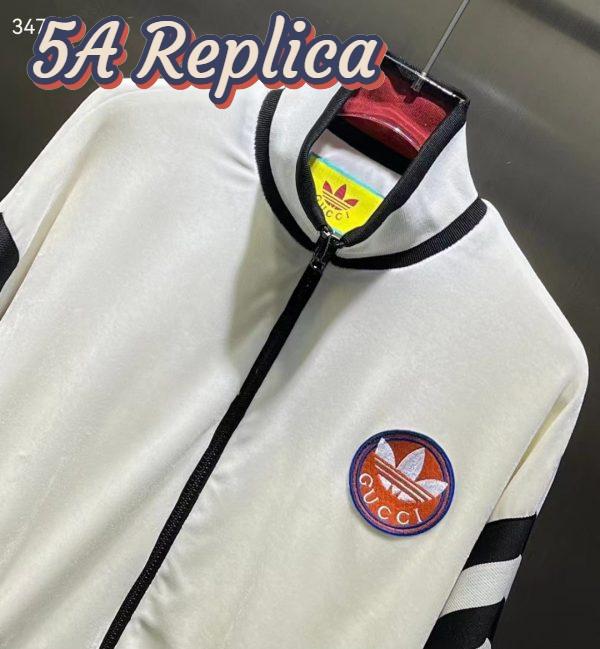 Replica Gucci Men GG Adidas x Gucci Chenille Cropped Jacket Light Beige Cotton Chenille Trefoil 6