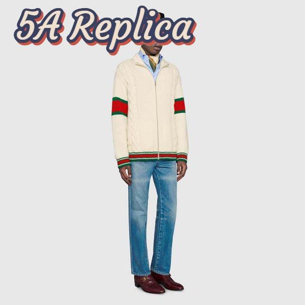 Replica Gucci Men GG Cable Knit Bomber Jacket Off-White Cable Knit Wool 12