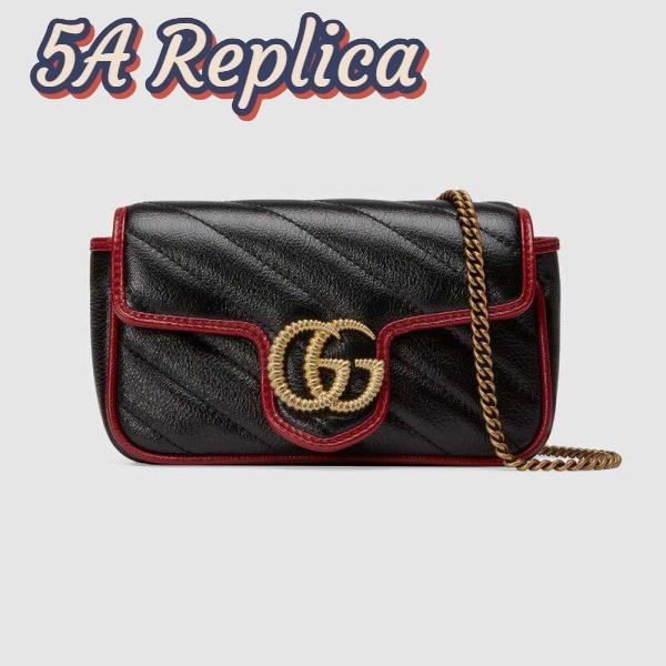 Replica Gucci GG Women GG Marmont Super Mini Bag in Diagonal Matelassé Leather 3