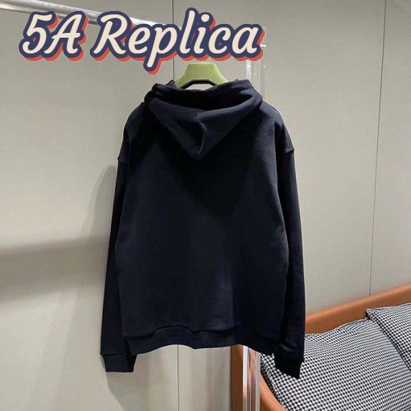 Replica Gucci Men GG Cotton Jersey Sweatshirt Black Felted Long Sleeves Kangaroo Front Pocket 4