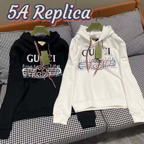 Replica Gucci Men GG Cotton Jersey Sweatshirt Black Felted Long Sleeves Kangaroo Front Pocket 5