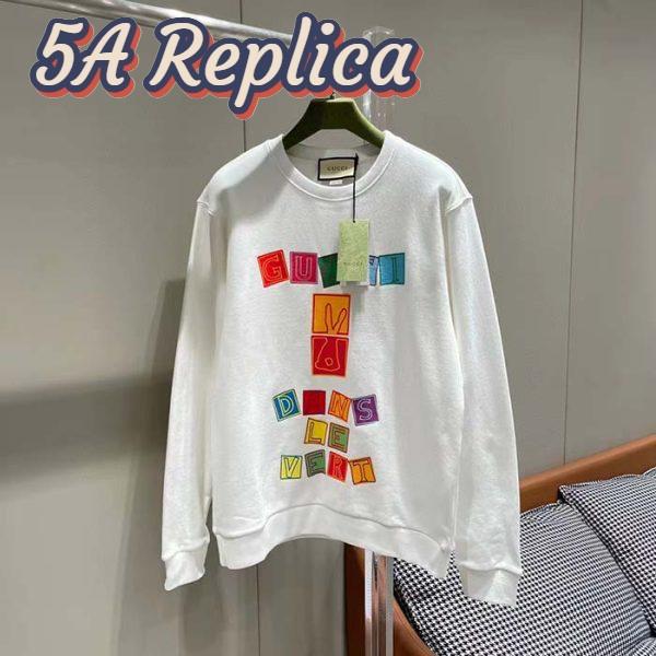 Replica Gucci Men GG Cotton Jersey Sweatshirt Crewneck Rib Cotton Long Sleeves 3