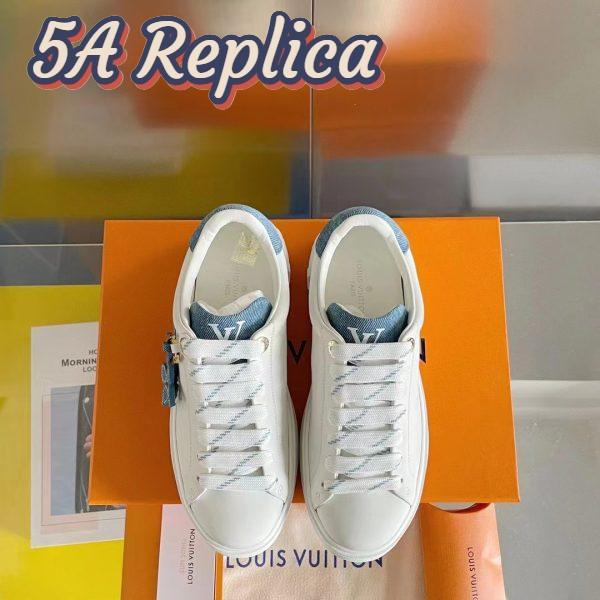 Replica Louis Vuitton Women LV Time Out Sneaker Blue Mix Materials Monogram Flower 6