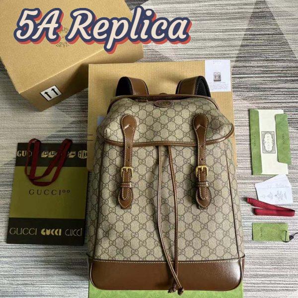 Replica Gucci Unisex Medium Backpack Interlocking G Beige Ebony GG Supreme Canvas 3