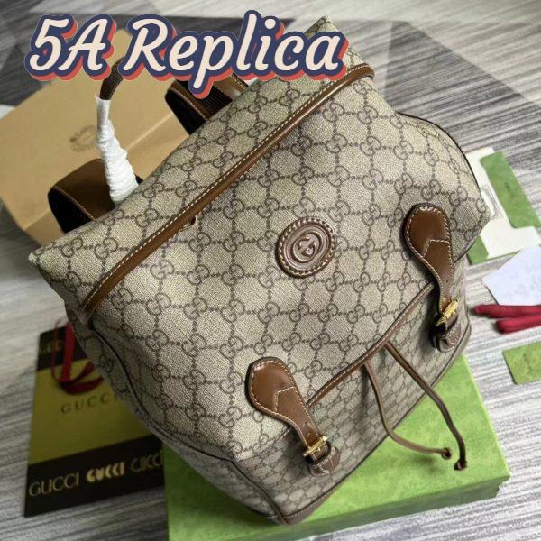 Replica Gucci Unisex Medium Backpack Interlocking G Beige Ebony GG Supreme Canvas 5
