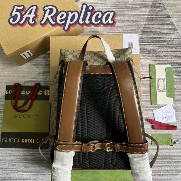 Replica Gucci Unisex Medium Backpack Interlocking G Beige Ebony GG Supreme Canvas 6